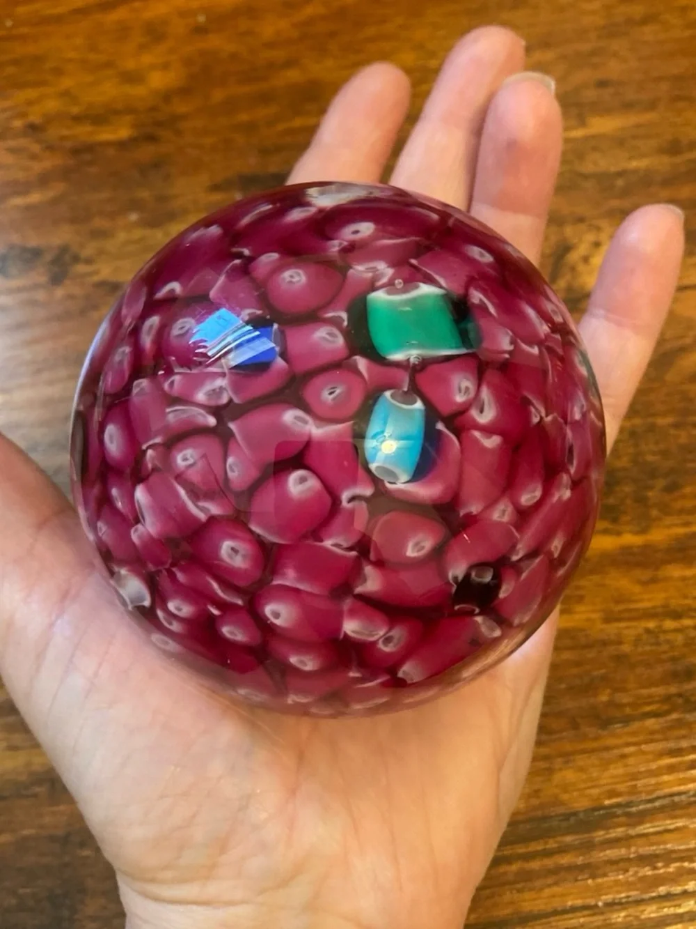 Hand blown  Pink Decorative Glass Paperweight - Brand Unknown